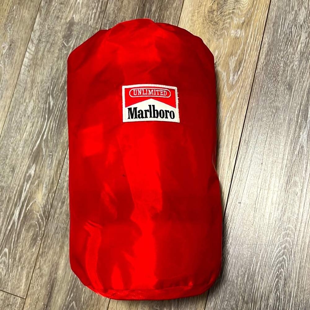 Red Marlboro sleeping bag